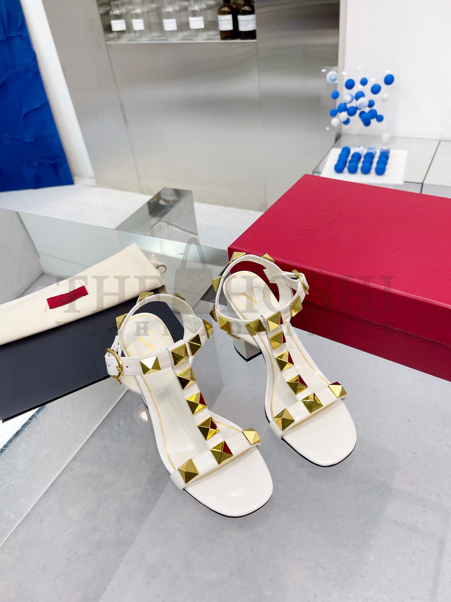 Va1e*ntin0 Roman Stud Sandals 90mm In White Calfskin Master Quality