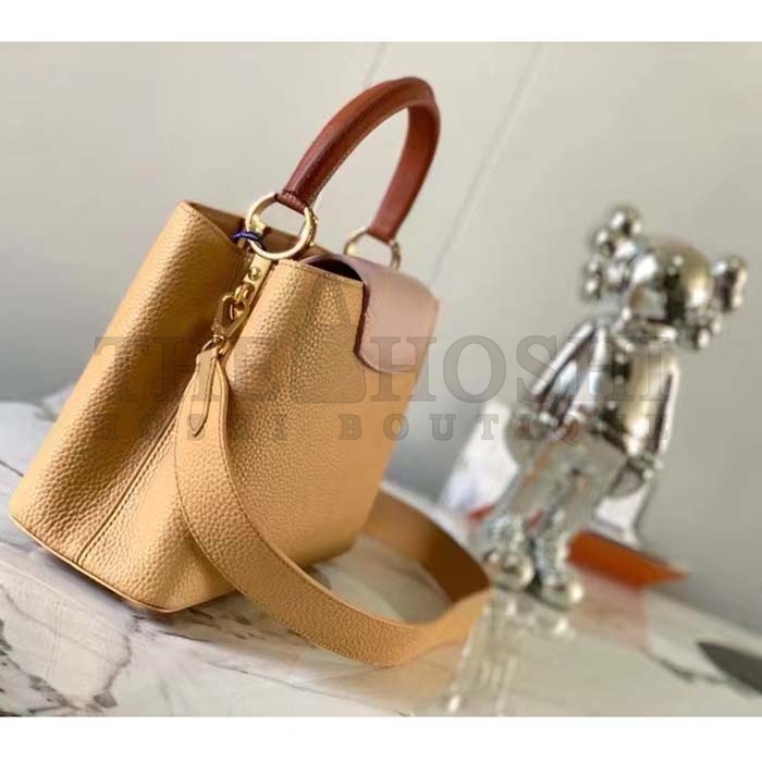 L0vis Vvtt0n LV Women Capucines MM Handbag Arizona Brown Cognac Taurillon Cowhide Leather Master Quality