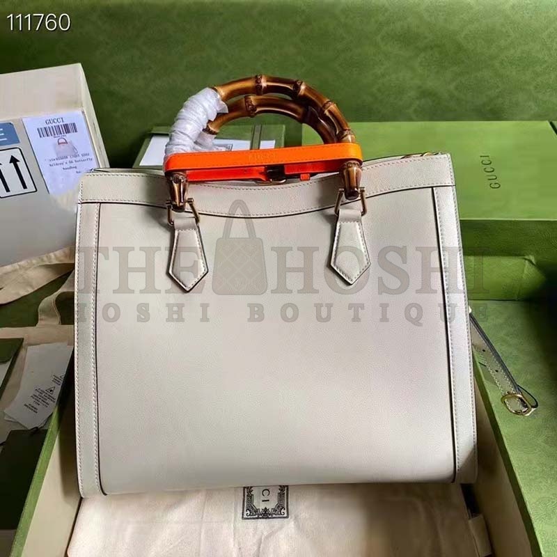 Gvc*1 Women Gvc*1 Diana Medium Tote Bag Double G ivory White Leather Bamboo Handles Master Quality