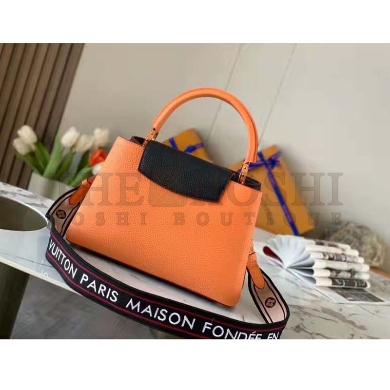 L0vis Vvtt0n LV Women Capucines MM Handbag Black Gold Arizona Taurillon Cowhide Master Quality