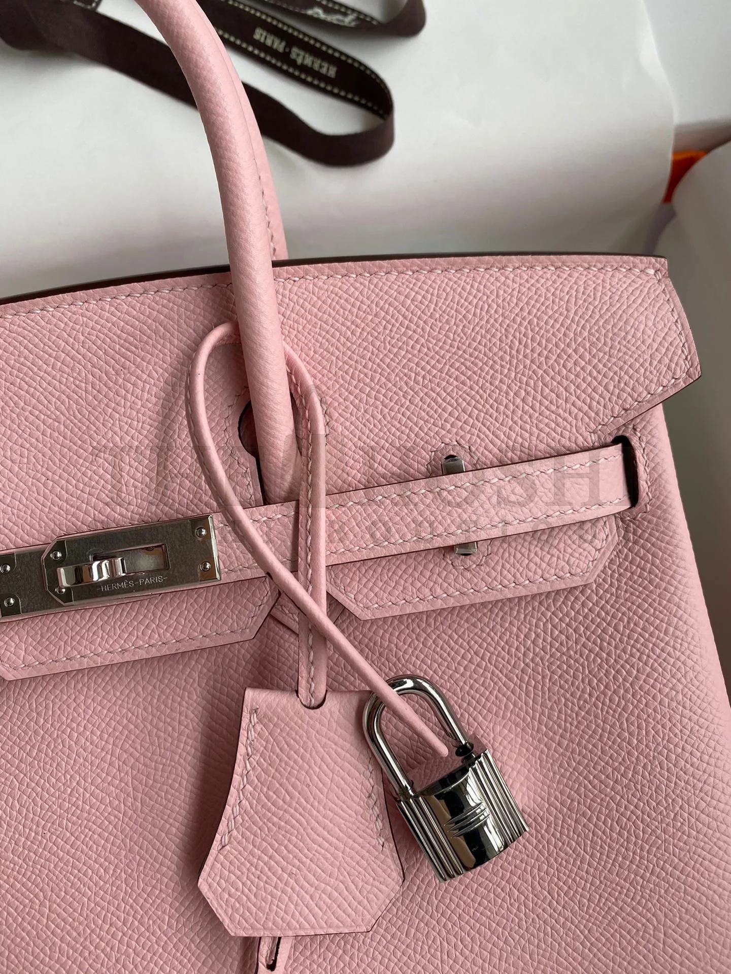 H**me5 Birkin 25 Retourne Handmade Bag In Rose Sakura Epsom Calfskin Master Quality