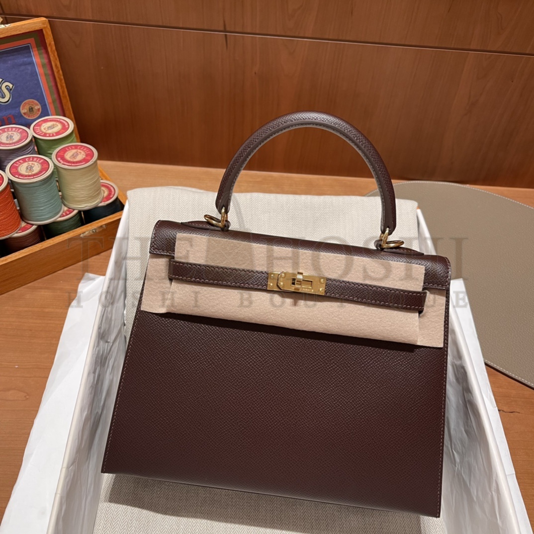 Kelly 28 in chocolate Epsom H**me5 bag 28cm gold hardware Master Quality