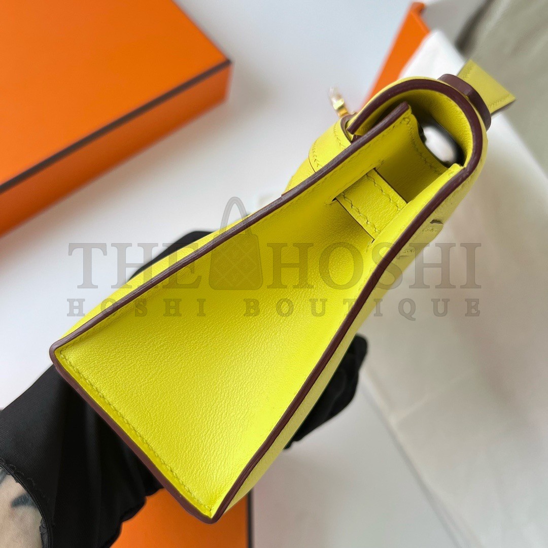 H**me5 Kelly Pochette Handmade Bag In Lime Swift Calfskin Master Quality