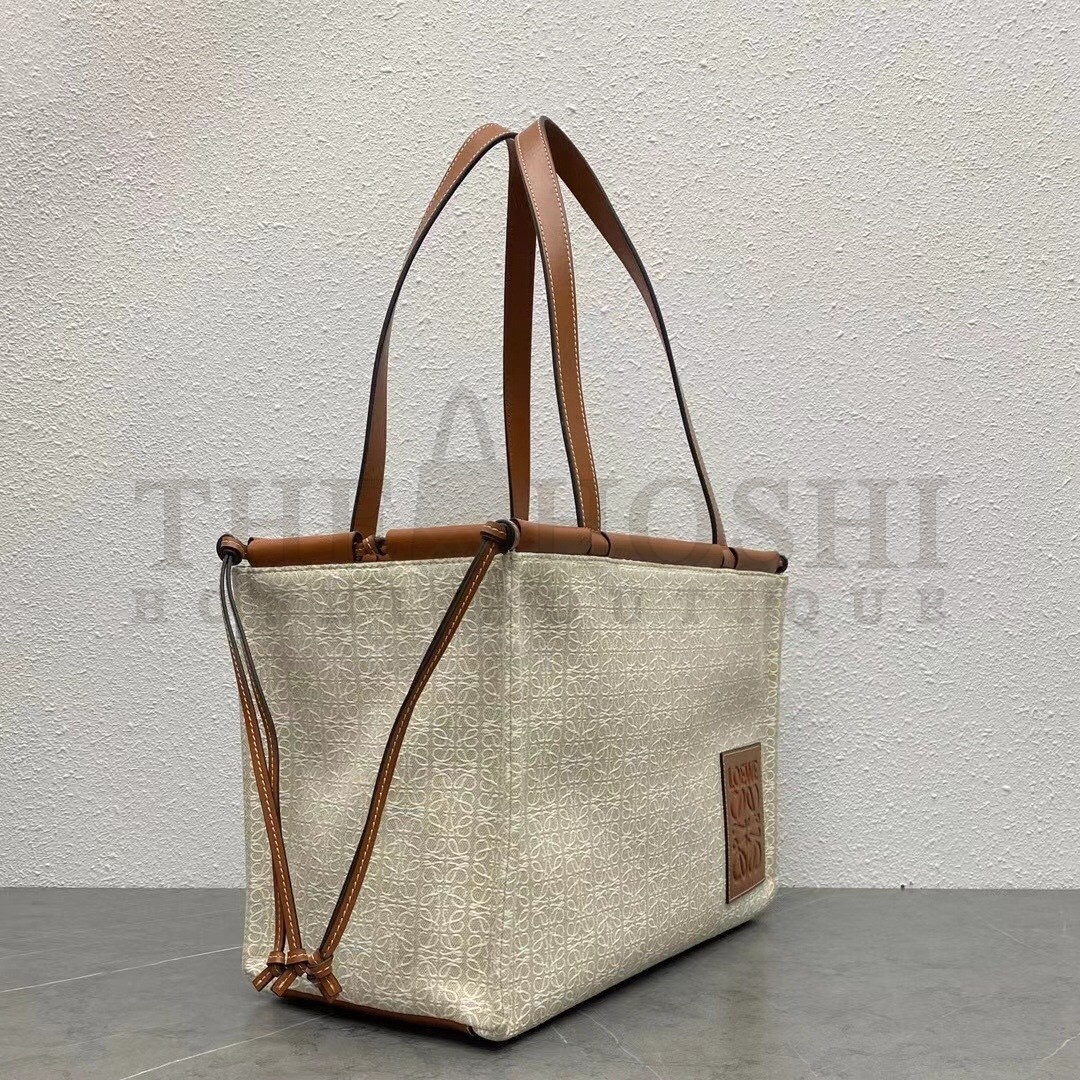 L0ew* Cushion Medium Tote In Beige Anagram Jacquard Master Quality
