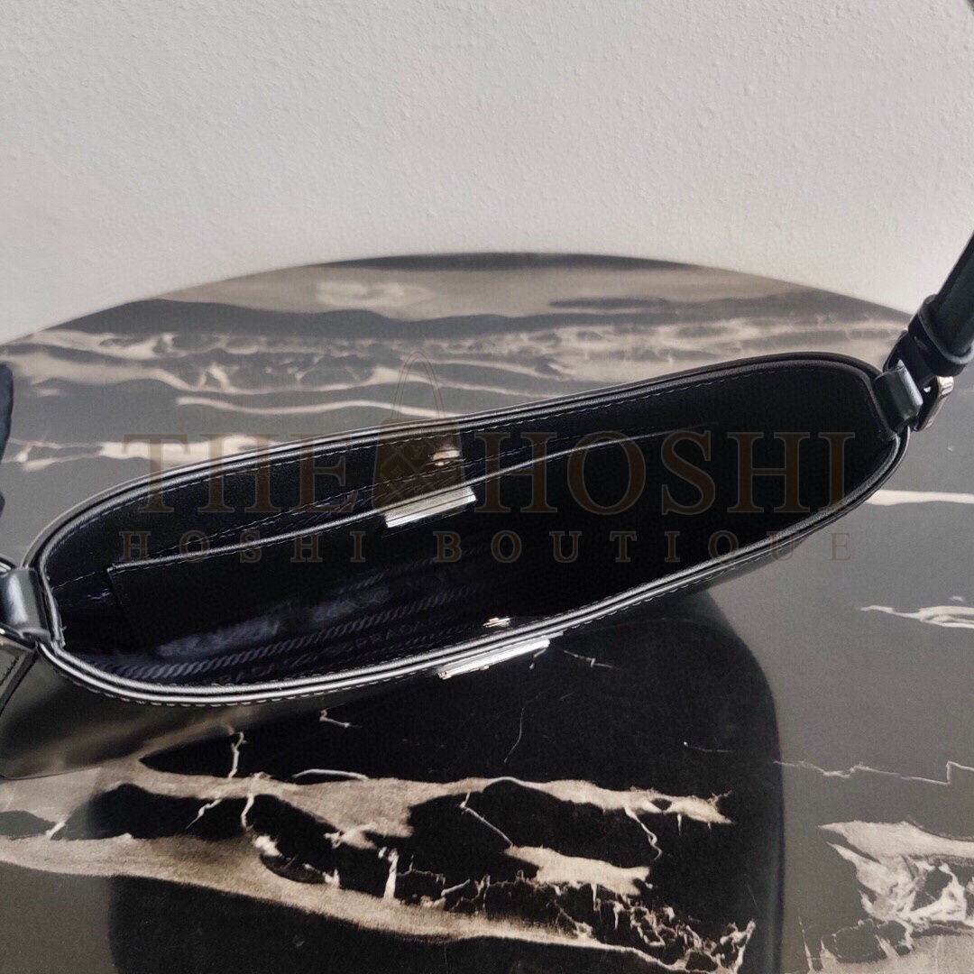 Pra*a Cleo Small Shoulder Bag In Black Brushed Leather Master Quality