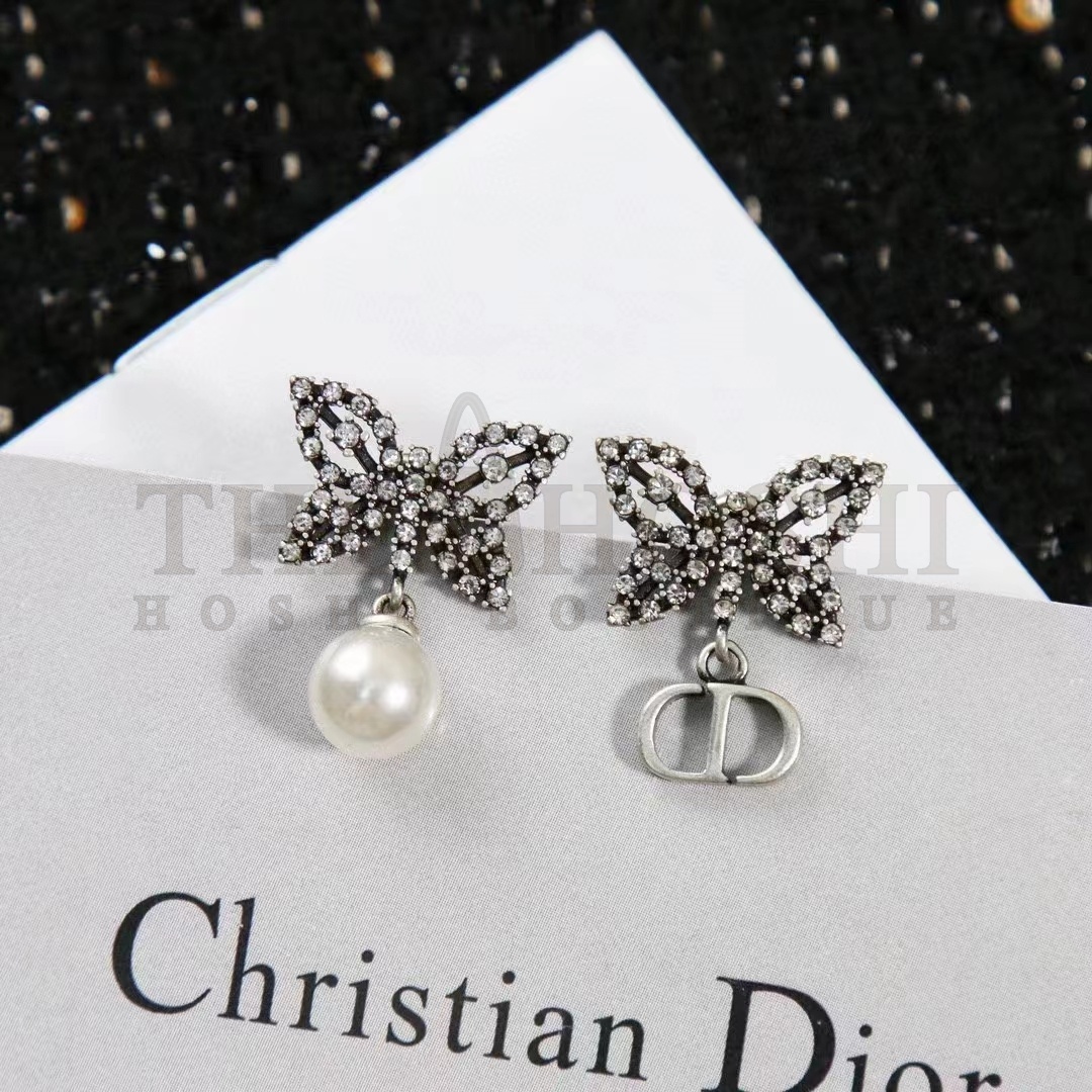 D10r Women CD Papillon De Nuit Earrings Silver Metal Pearls Master Quality
