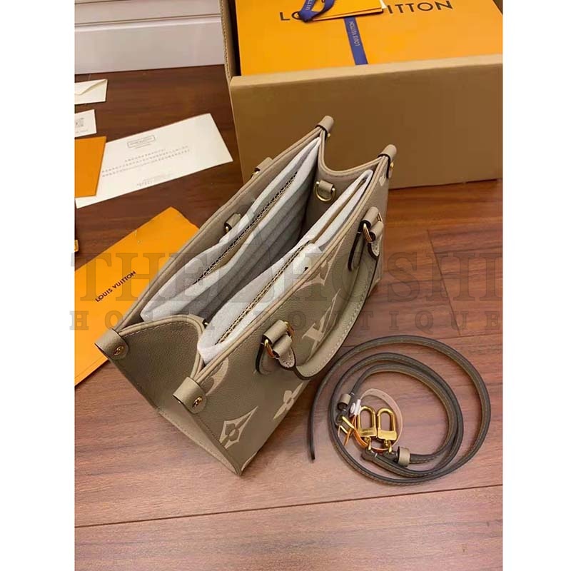 L0vis Vvtt0n LV Women Onthego Tote Beige Embossed Grained Cowhide Leather MM M45494 (35 x 27 x 14 cm)BB M47054 (18 x 15 x 8.5 cm) Master Quality