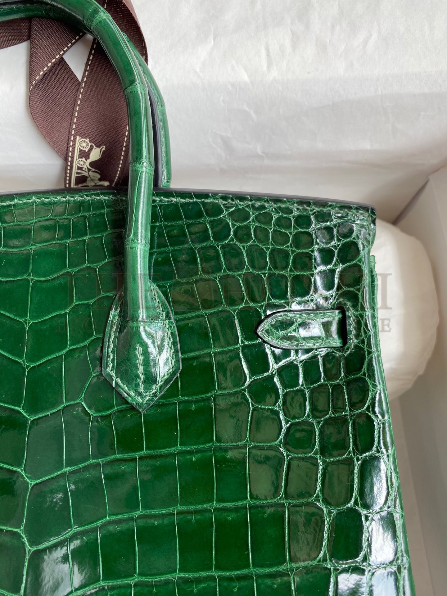 H**me5 Birkin 25 Handmade Bag In Malachite Crocodile Niloticus Shiny Skin Master Quality