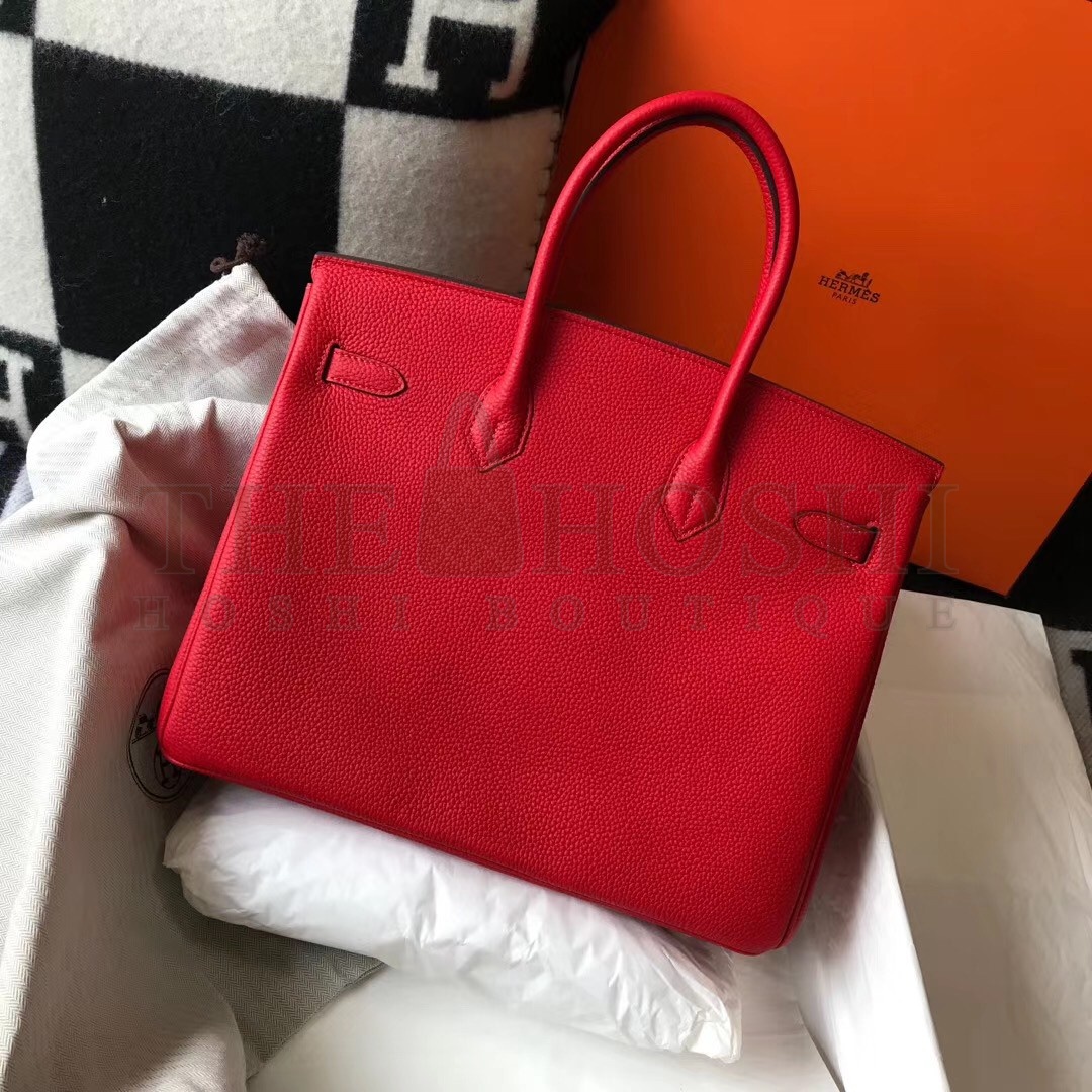 H**me5 Birkin 35 Bag in Red Clemence Leather with GHW Master Quality
