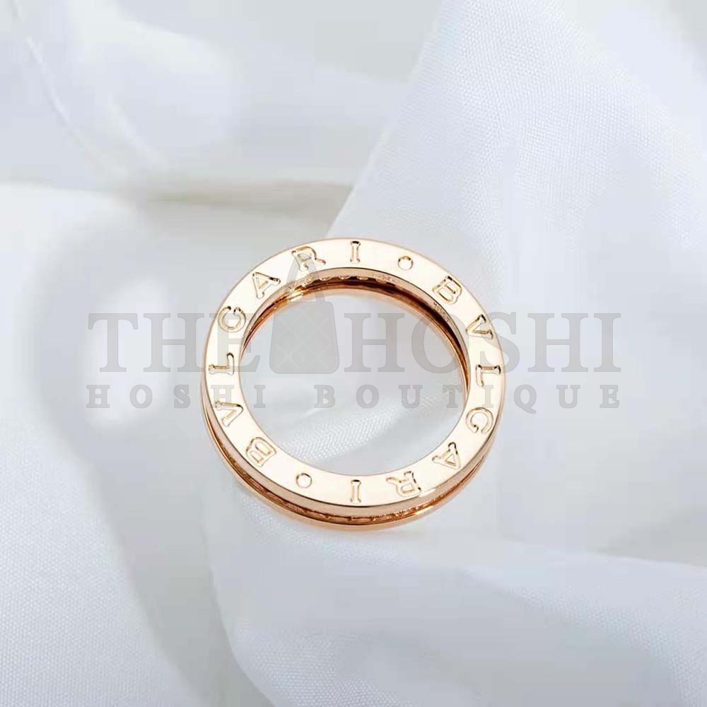 Bv1g*ai Women B.zero1 One-Band Ring in 18 KT Rose Gold Set with Pave D1am0nds on the Spiral Master Quality