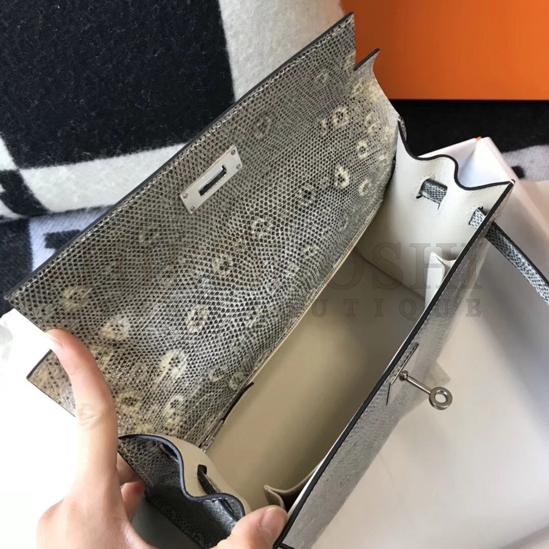 H**me5 Kelly 28cm Bag In Ombre Embossed Natural Lizard Master Quality