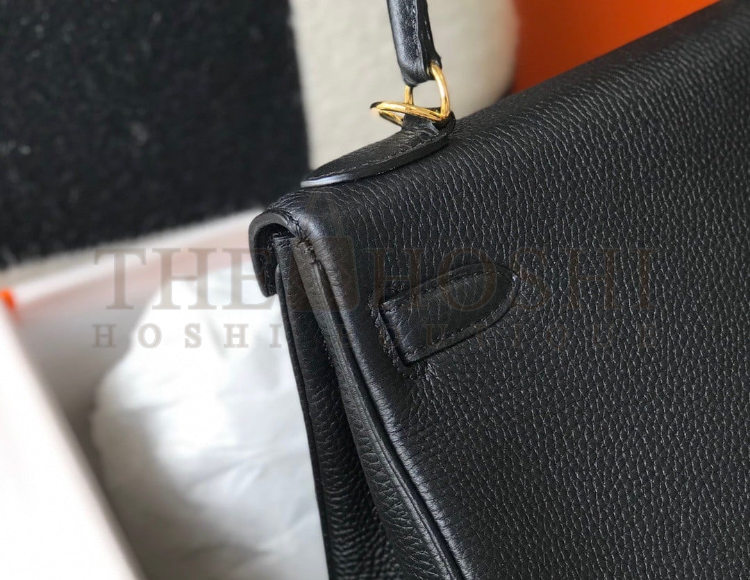 H**me5 Kelly 25cm Retourne Bag in Black Clemence Leather GHW Master Quality