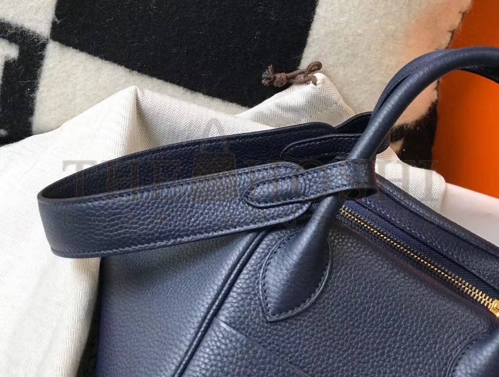 H**me5 Lindy 30cm Bag In Navy Blue Clemence Leather Master Quality