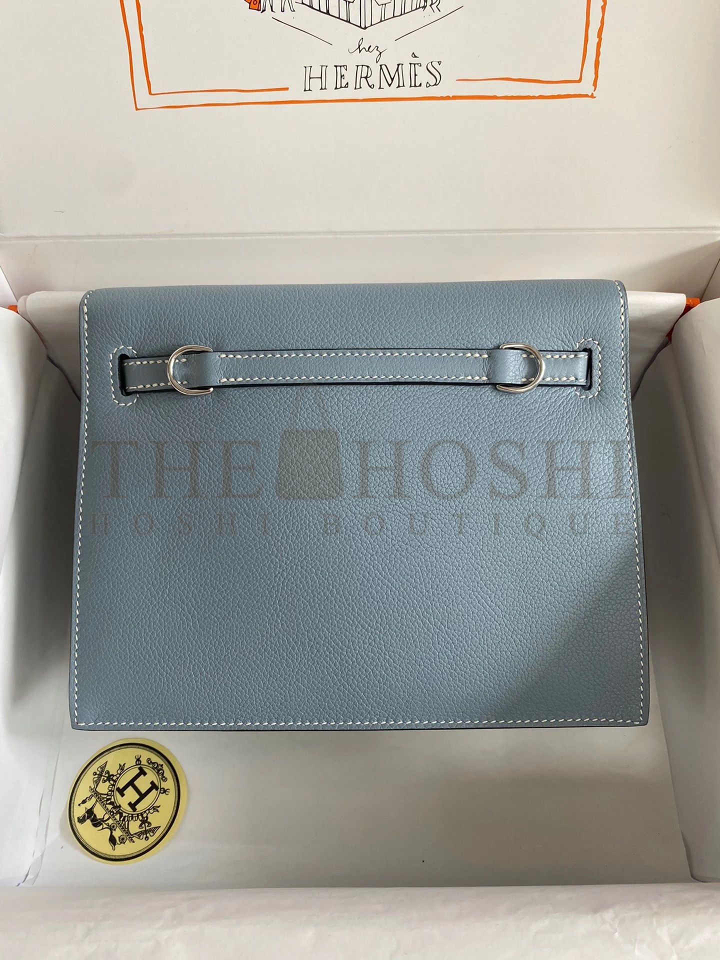 H**me5 Kelly Danse II Handmade Bag In Blue Lin Evercolor Calfskin Master Quality