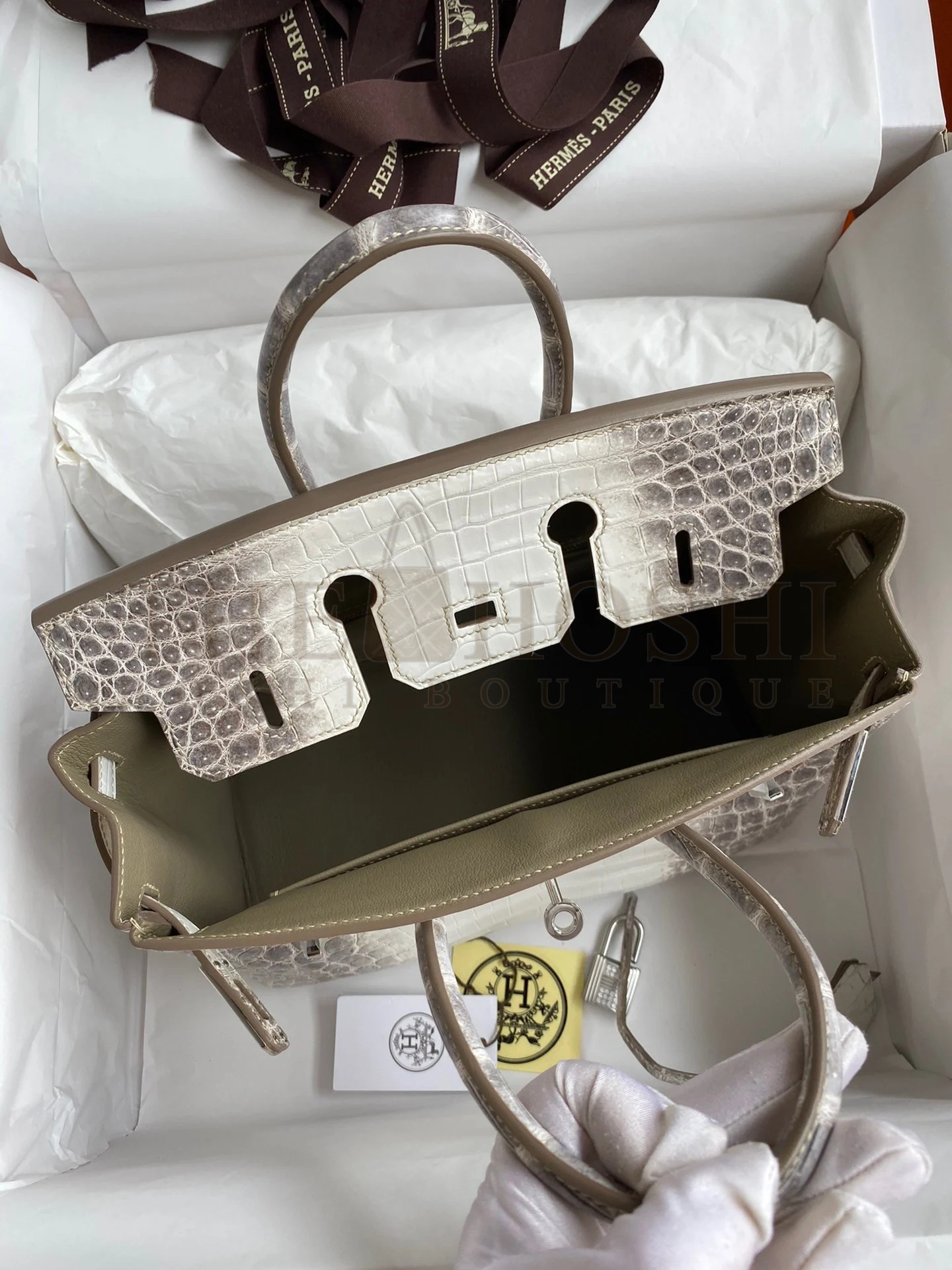 H**me5 Birkin 25 D1am0nd Bag In Himalaya Niloticus Crocodile Skin Master Quality