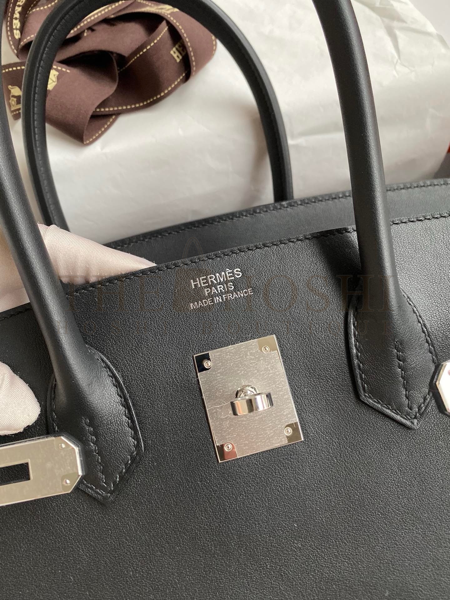 H**me5 Birkin 35 Retourne Handmade Bag in Black Swift Leather Master Quality
