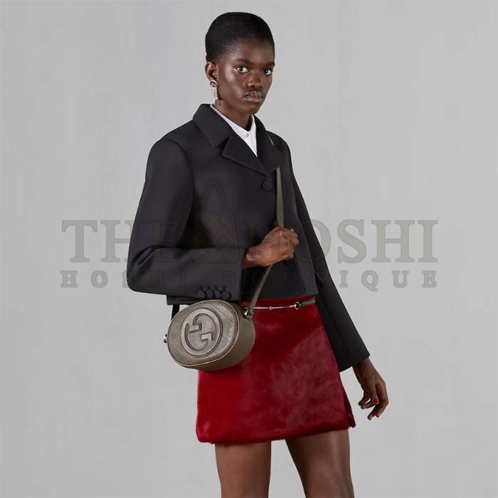 Gvc*1 Women GG Blondie Mini Shoulder Bag Brown Leather Round Interlocking G Patch Master Quality