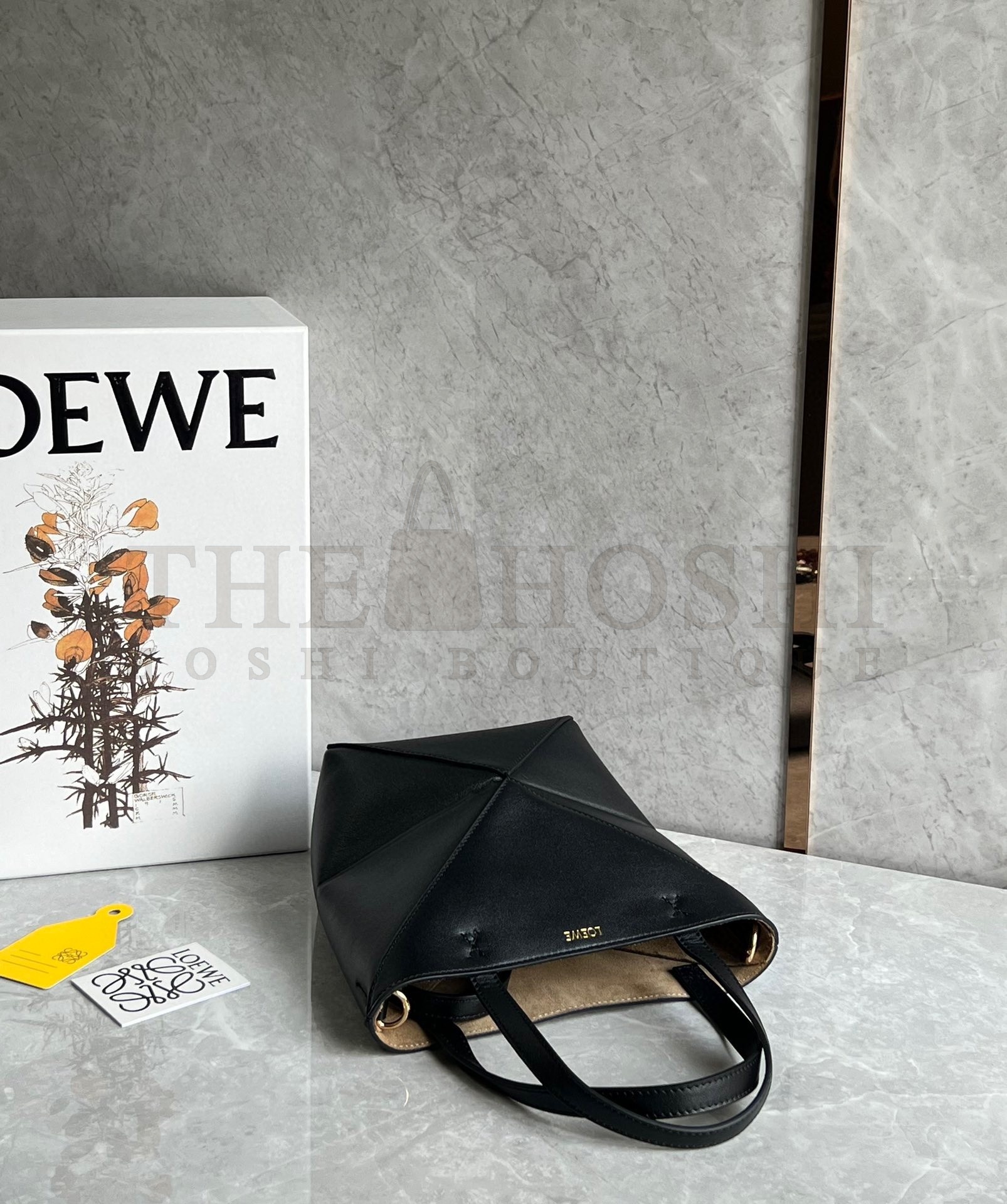 L0ew* Mini Puzzle Fold Tote Bag in Black Calfskin Master Quality