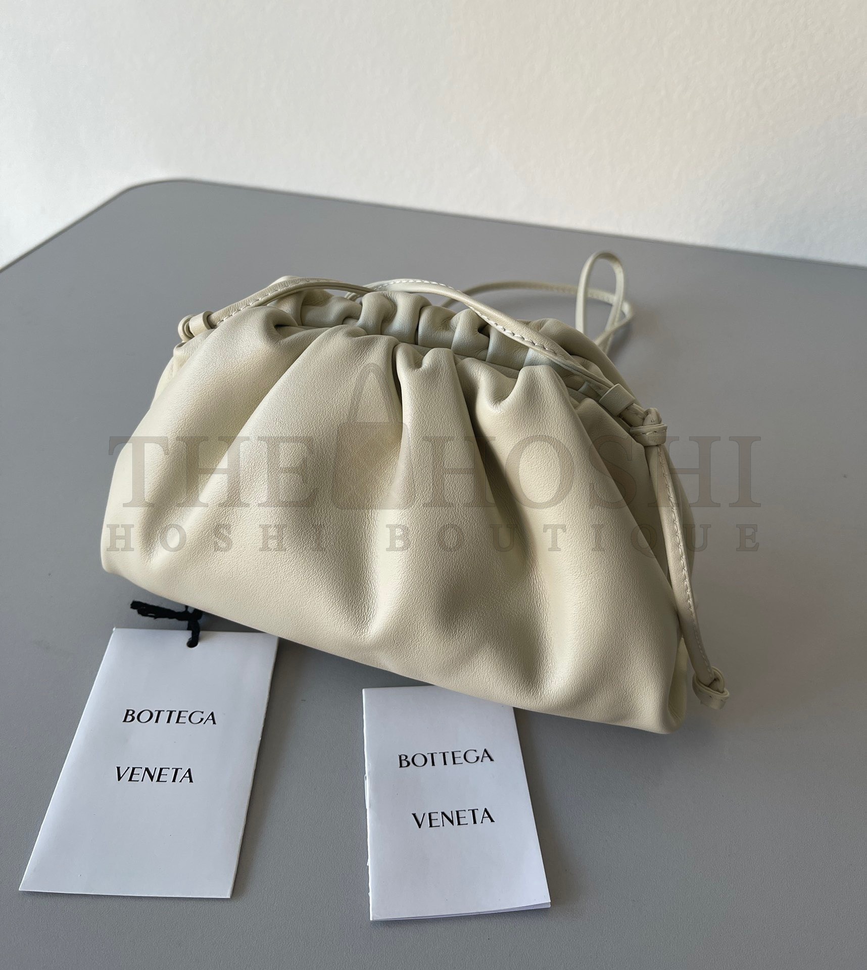 B0tt*ga Ven*ta Mini Pouch with Strap in Ivory Calfskin Master Quality