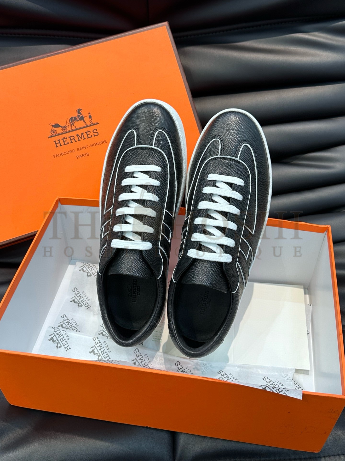 H**me5 Boomerang Sneakers In Black Epsom Calfskin Master Quality