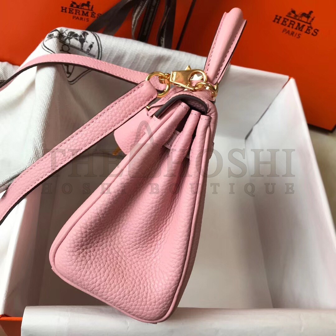 H**me5 Mini Kelly 20cm Bag In Pink Clemence Leather Master Quality