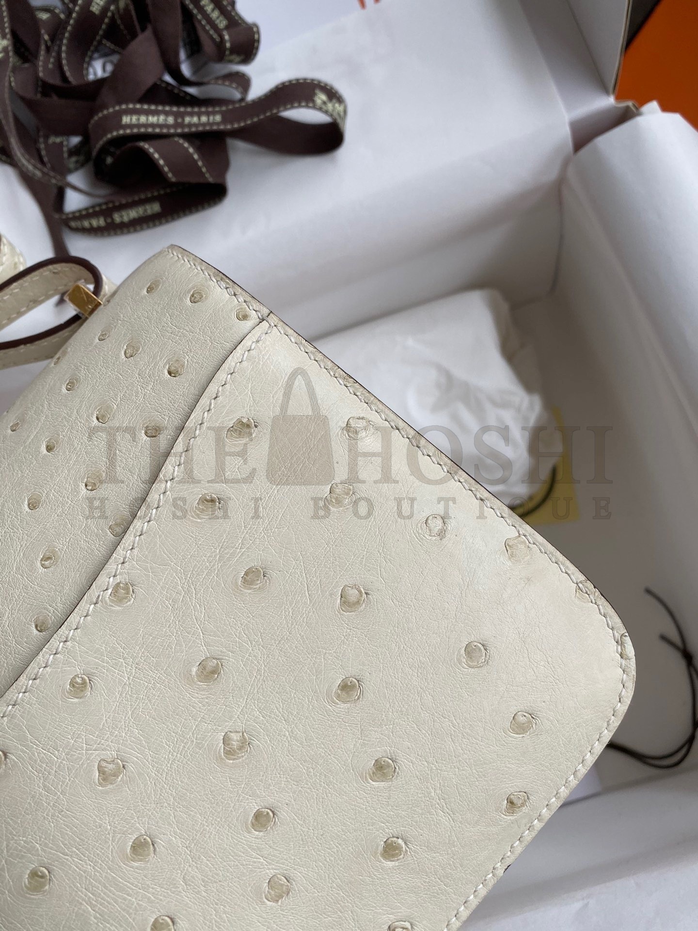 H**me5 Constance 18 Handmade Bag In Parchemin Ostrich Leather Master Quality