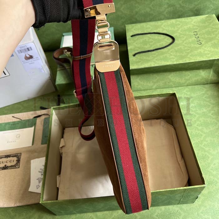 Gvc*1 Women Attache Large Shoulder Bag Dark Brown Suede Master Quality