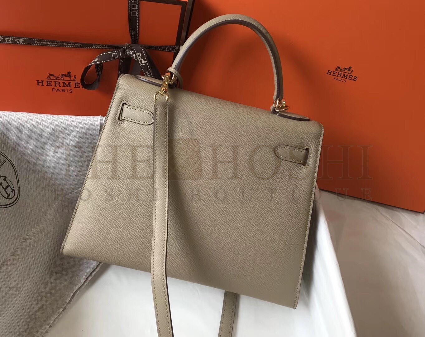 H**me5 Kelly 28cm Sellier Bag In Tourterelle Epsom Leather Master Quality