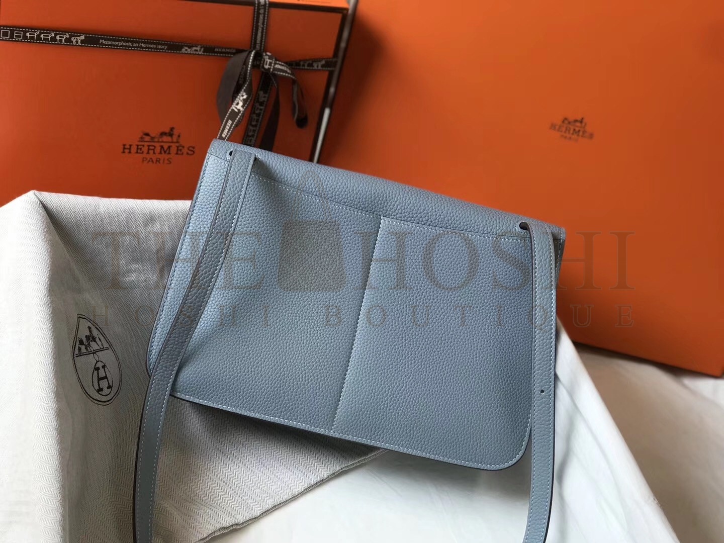 H**me5 Halzan Bag In Blue Lin Clemence Leather Master Quality