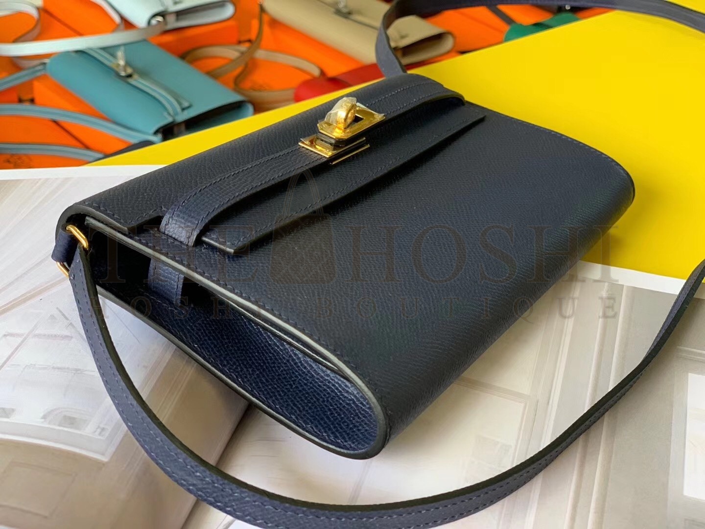 H**me5 Kelly Classique To Go Wallet In Dark Blue Epsom Calfskin Master Quality