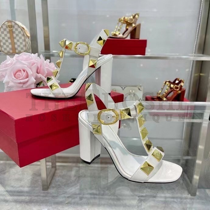 Va1e*ntin0 Roman Stud Sandals 90mm In White Calfskin Master Quality