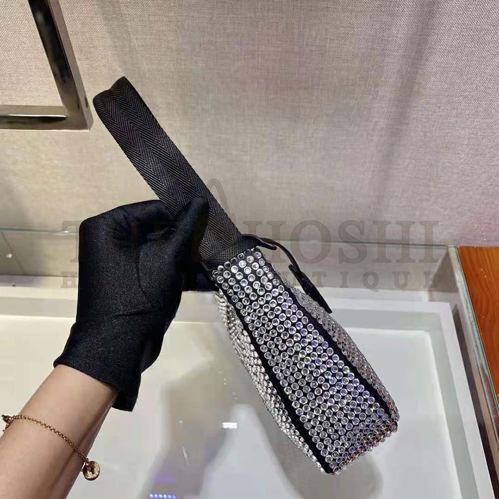 Pra*a Women Duchesse and Crystal Mini-Bag-Black Master Quality