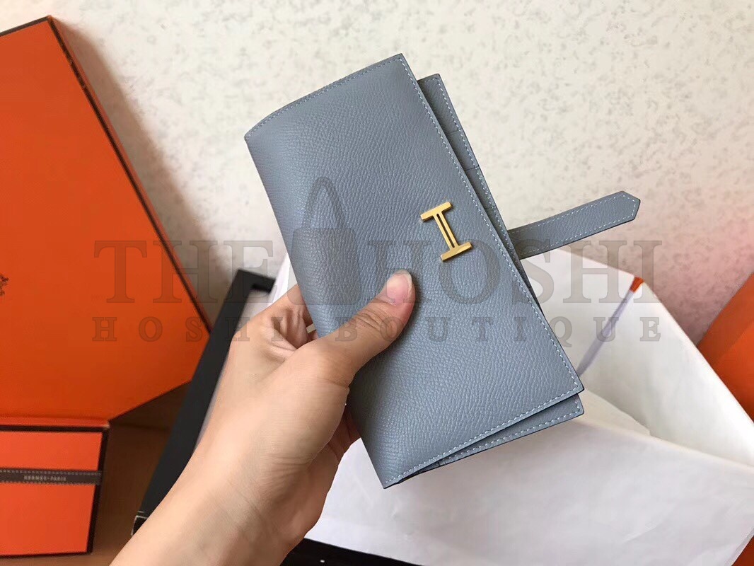 H**me5 Blue Lin Epsom Bearn Gusset Wallet Master Quality