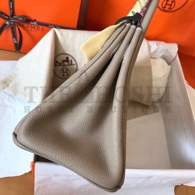 H**me5 Grey Birkin 30cm Clemence Handmade Bag Master Quality