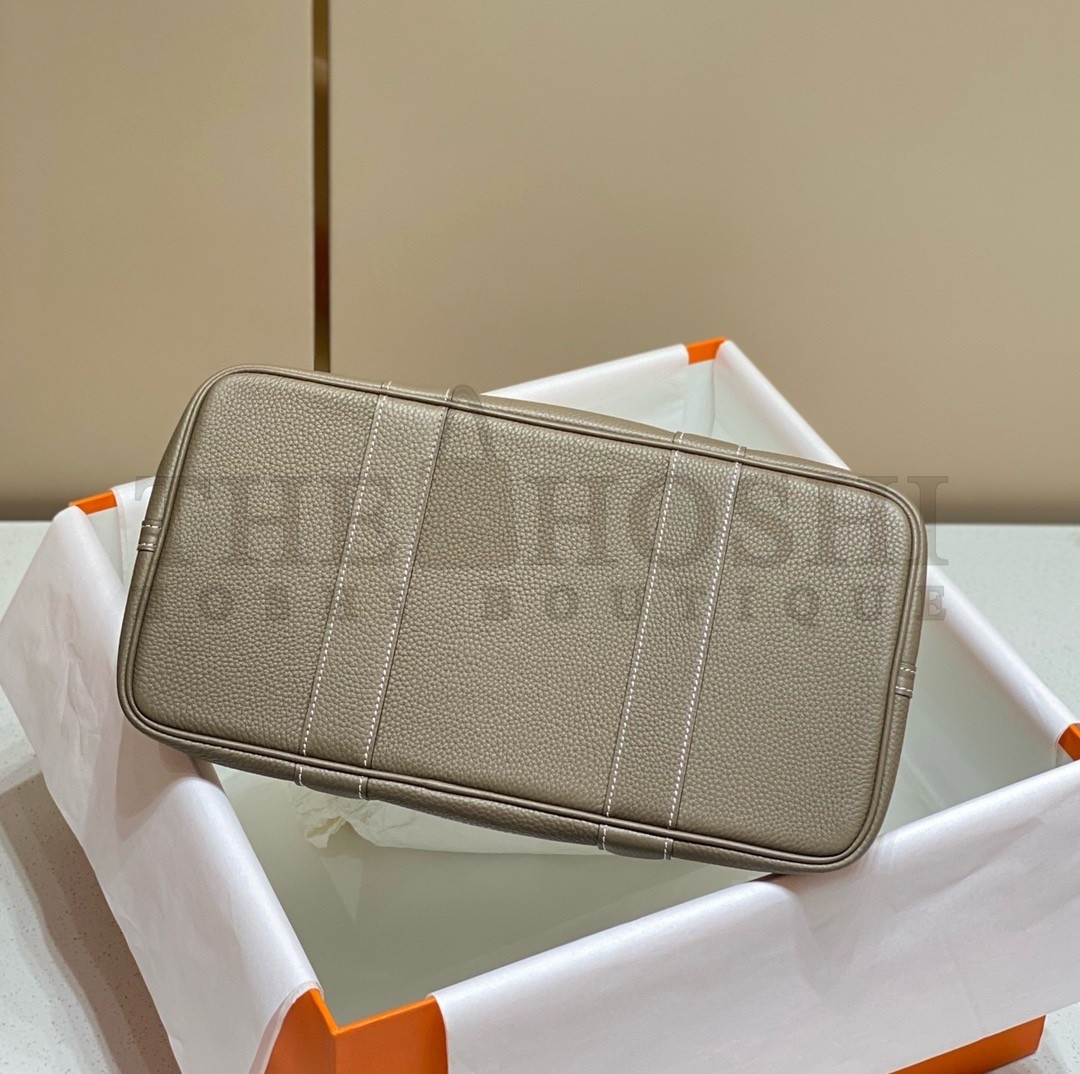 H**me5 Garden Party 36cm Bag in Toile and Taupe Leather Master Quality