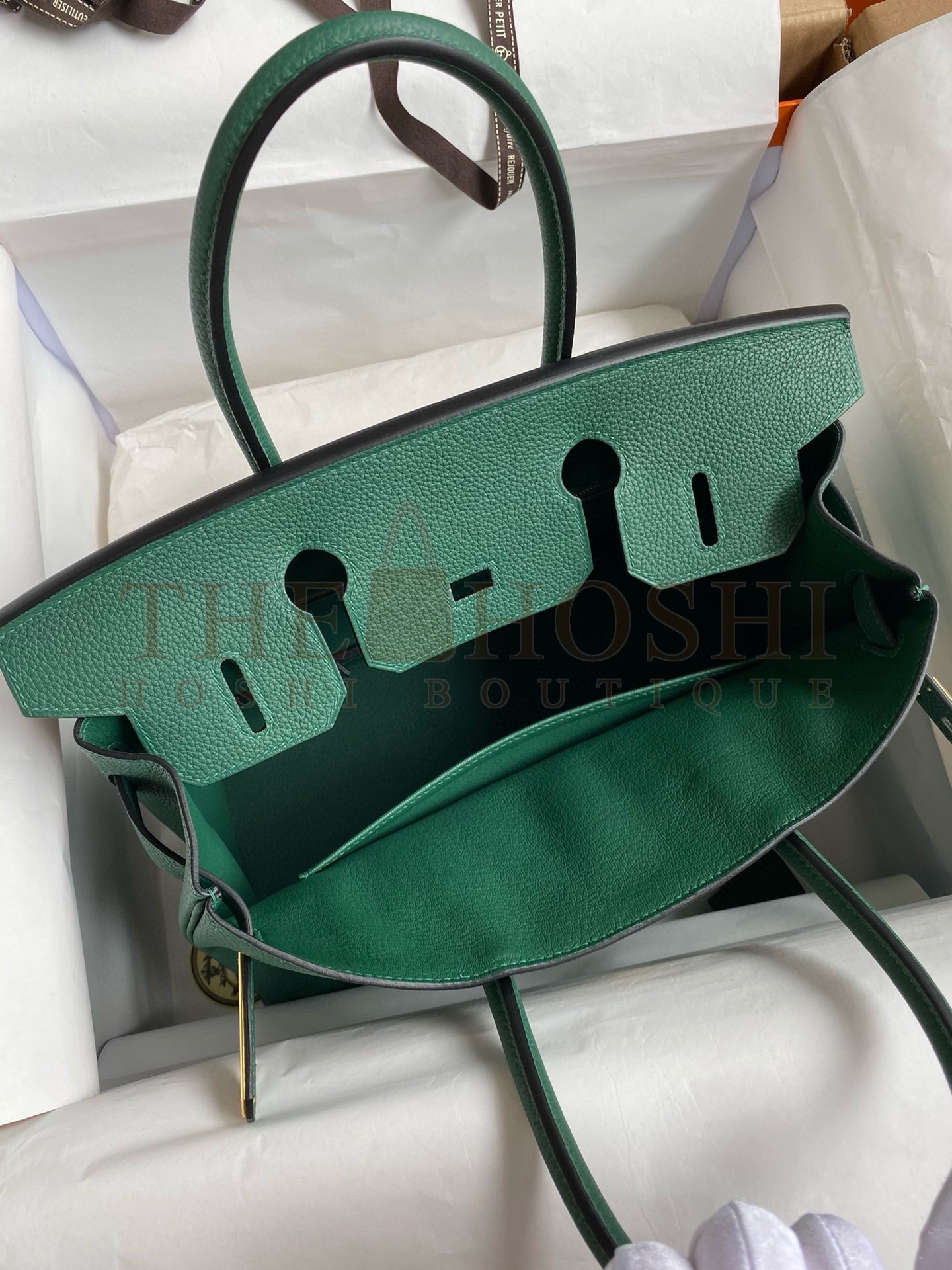 H**me5 Birkin 35 Retourne Handmade Bag in Malachite Clemence Leather Master Quality