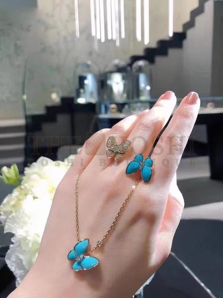 V*n Cl**f & Arpels Blue Butterfly & Full D1am0nd Butterfly Ring, Two Butterfly Between the Finger ring Master Quality