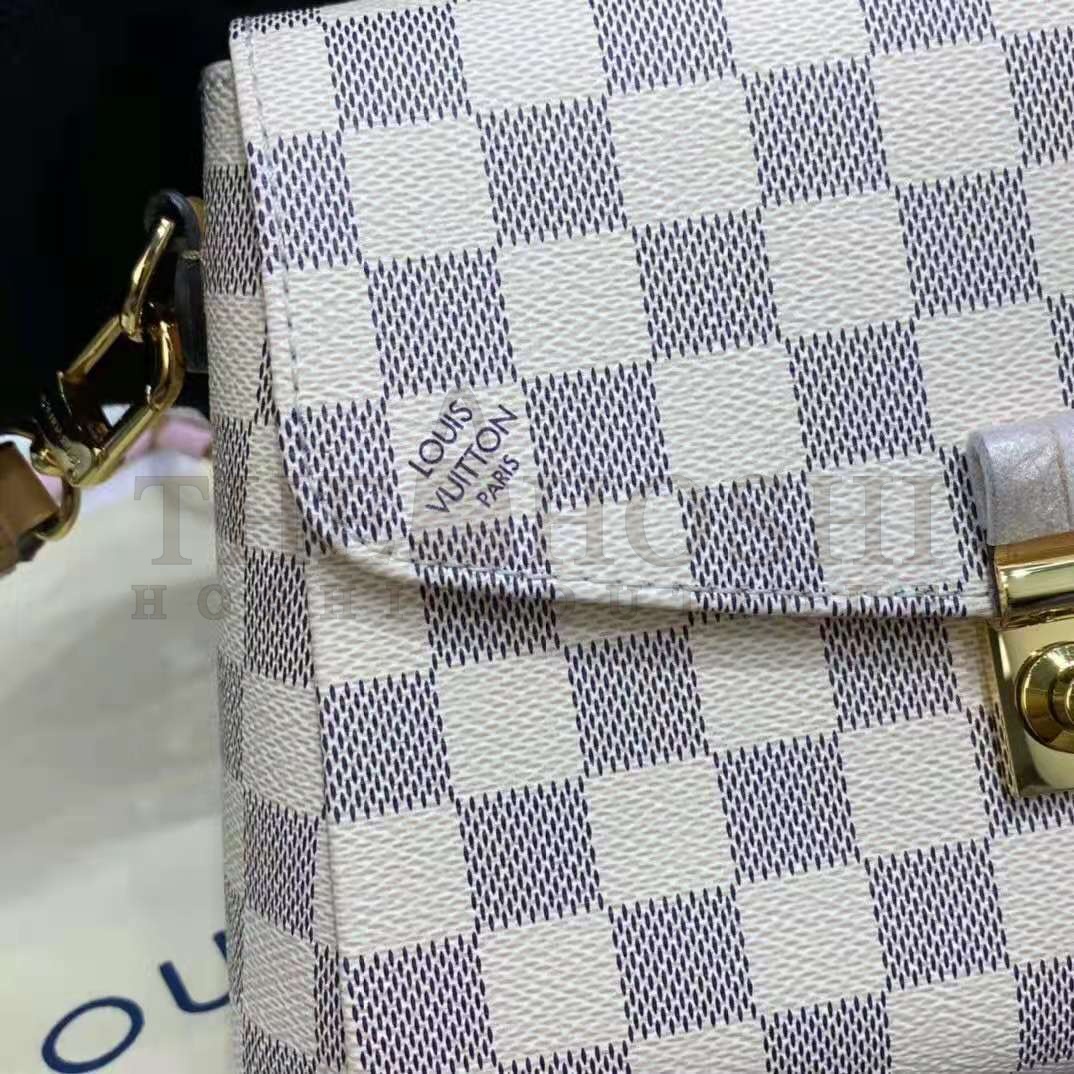 L0vis Vvtt0n LV Women Croisette Hand Bag Pink Damier Azur Coated Canvas Master Quality
