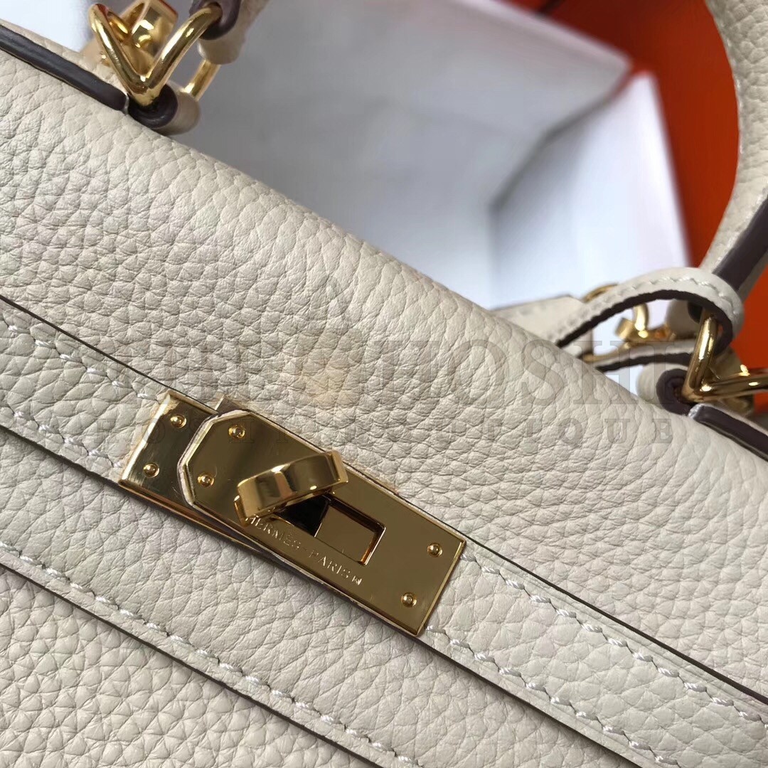 H**me5 Mini Kelly 20cm Bag In Craie Clemence Leather Master Quality