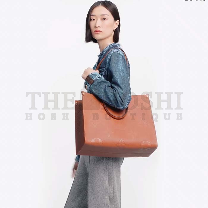 L0vis Vvtt0n LV Women OnTheGO GM Tote Bag Brown Monogram Embossed Leather Master Quality