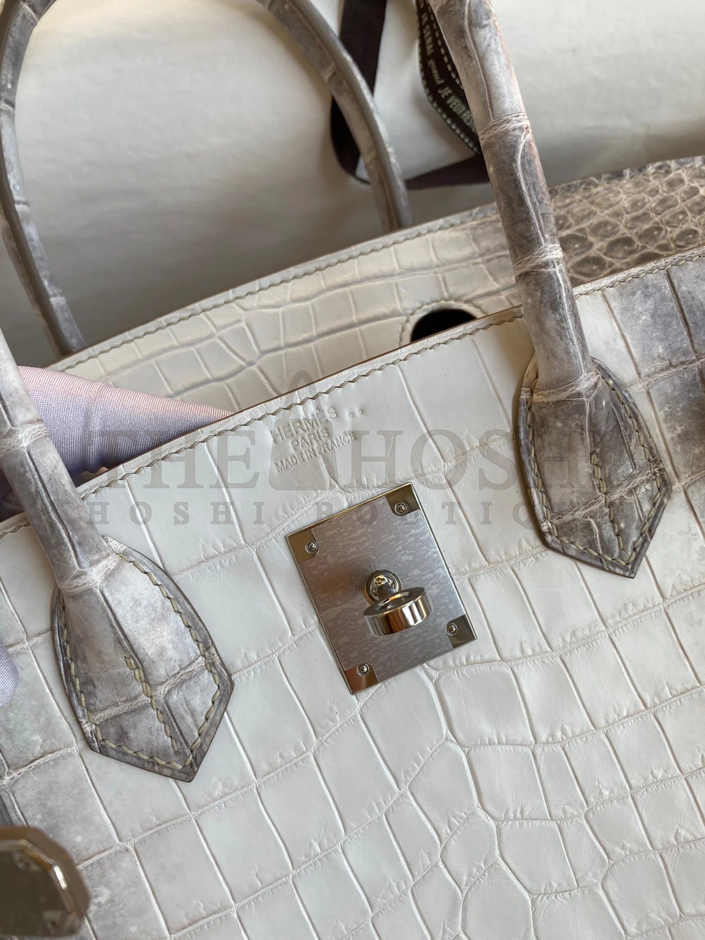 H**me5 Birkin 25 Retourne Bag In Himalaya Niloticus Crocodile Skin Master Quality