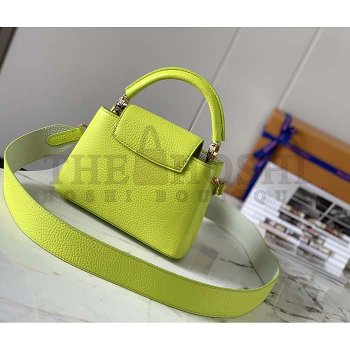 L0vis Vvtt0n LV Women Capucines BB Handbag Cedrat Yellow Crème Nacré Taurillon Leather Master Quality