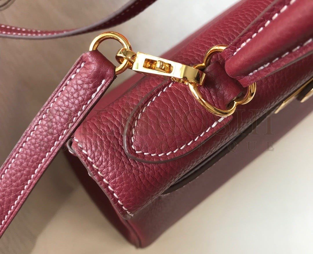 H**me5 Kelly 28cm Retourne Bag in Bordeaux Clemence Leather GHW Master Quality
