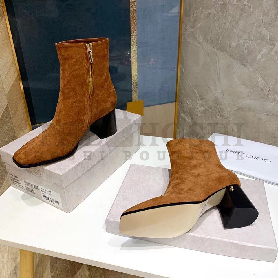 J1m*y Ch00 Bryelle 65mm Ankle Boots In Brown Suede Master Quality