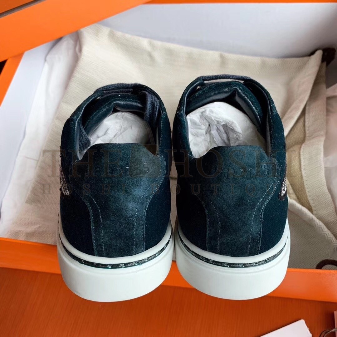 H**me5 Velvet Sneakers In Blue Velvet With Embroidered Wing Patch Master Quality