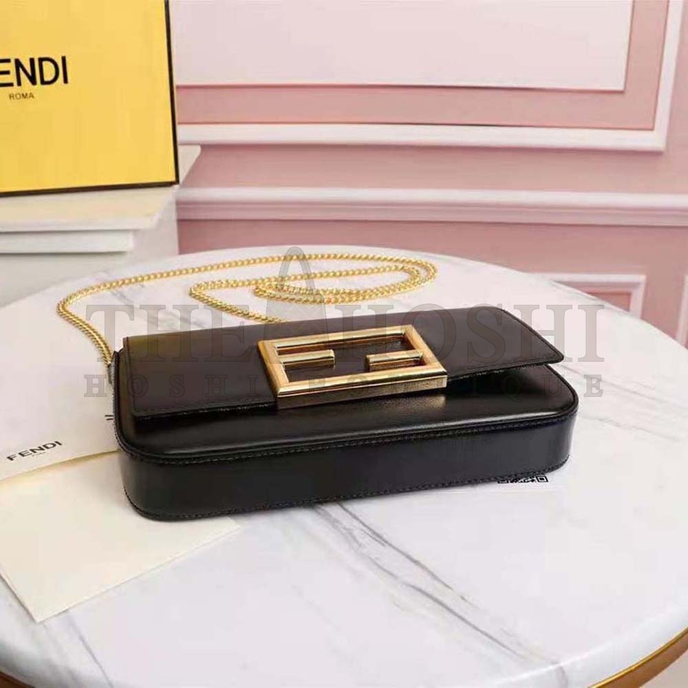 F**di Women Wallet on Chain with Pouches Leather Mini-Bag-Black Master Quality