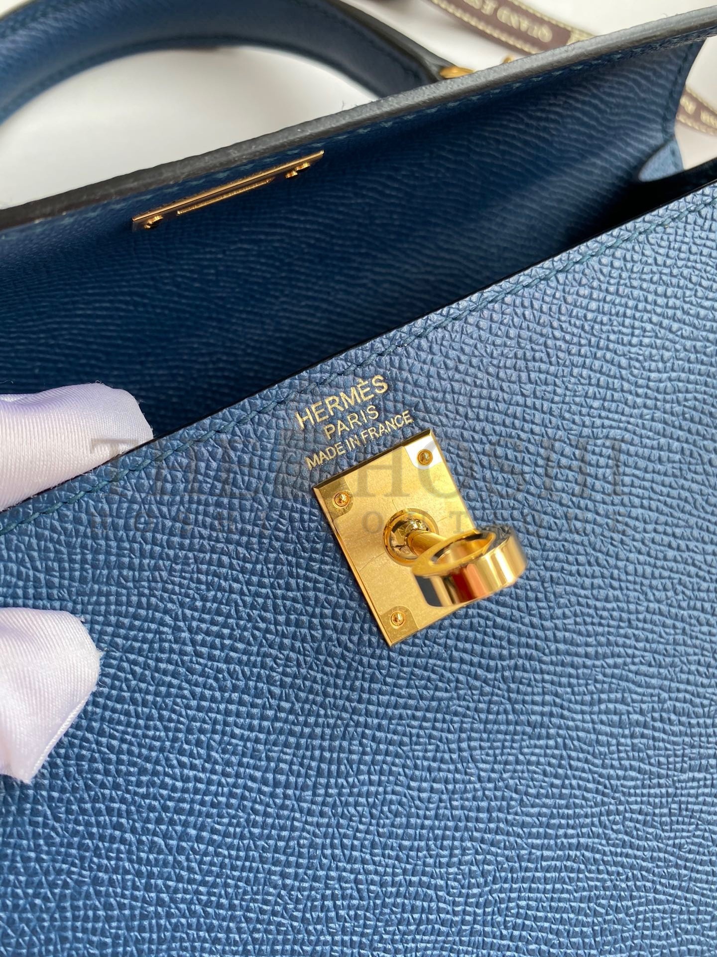 H**me5 Epsom Kelly 25cm Sellier Handmade Deep Blue Bag Master Quality