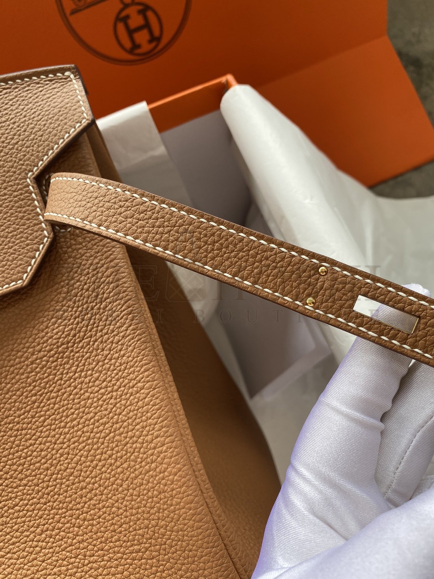 H**me5 Birkin 35 Retourne Handmade Bag In Gold Clemence Leather Master Quality