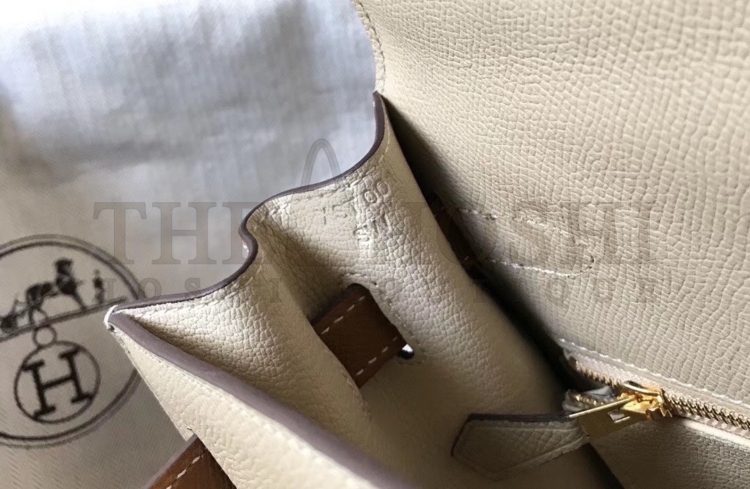 H**me5 Bi-color Kelly 32cm Epsom Bag Tourterelle/Gold GHW Master Quality