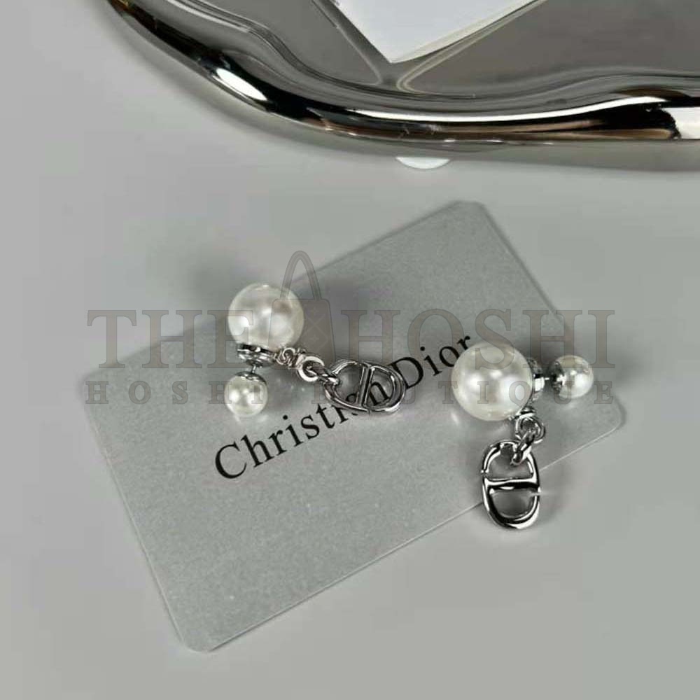 D10r Women Tribales Earrings Silver-Finish Metal with White Resin Pearls Master Quality